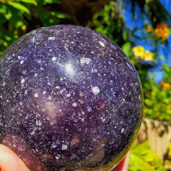 Big Ultra Sparkly Dark Purple Lepidolite Sphere - Picture 7 of 17